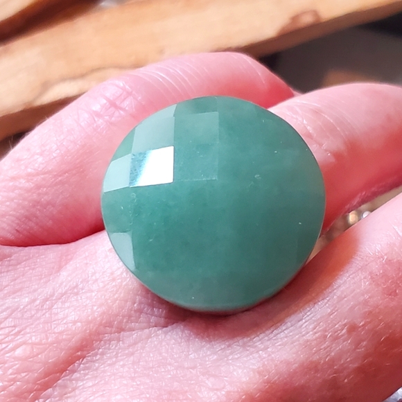 Huge Vintage Sterling Aventurine Stone Ring - Picture 1 of 11